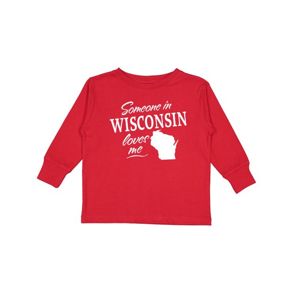Inktastic Someone in Wisconsin Loves Me Boys or Girls Long Sleeve Toddler T-Shirt