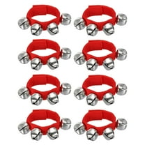 8pcs Wrist Bells, Jingle Bells Ankle Bells Percussion Instruments Musical Rhythm Band 4 Silver Bells, Dark Red