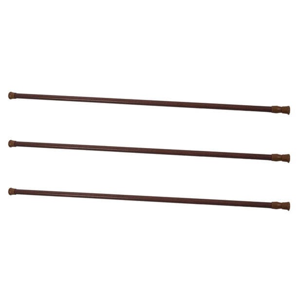 3X Extendable Barras TelescÓPicas con Resorte de TensiÓN de Voile, TensiÓN , Barras de Poste, 70 - 120 cm, Color Madera