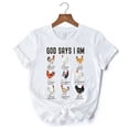 thumbnail image 7 of God Says I Am Christian T-Shirt, Rooster and Chicken White Tee for Farm Style Lovers, 7 of 7