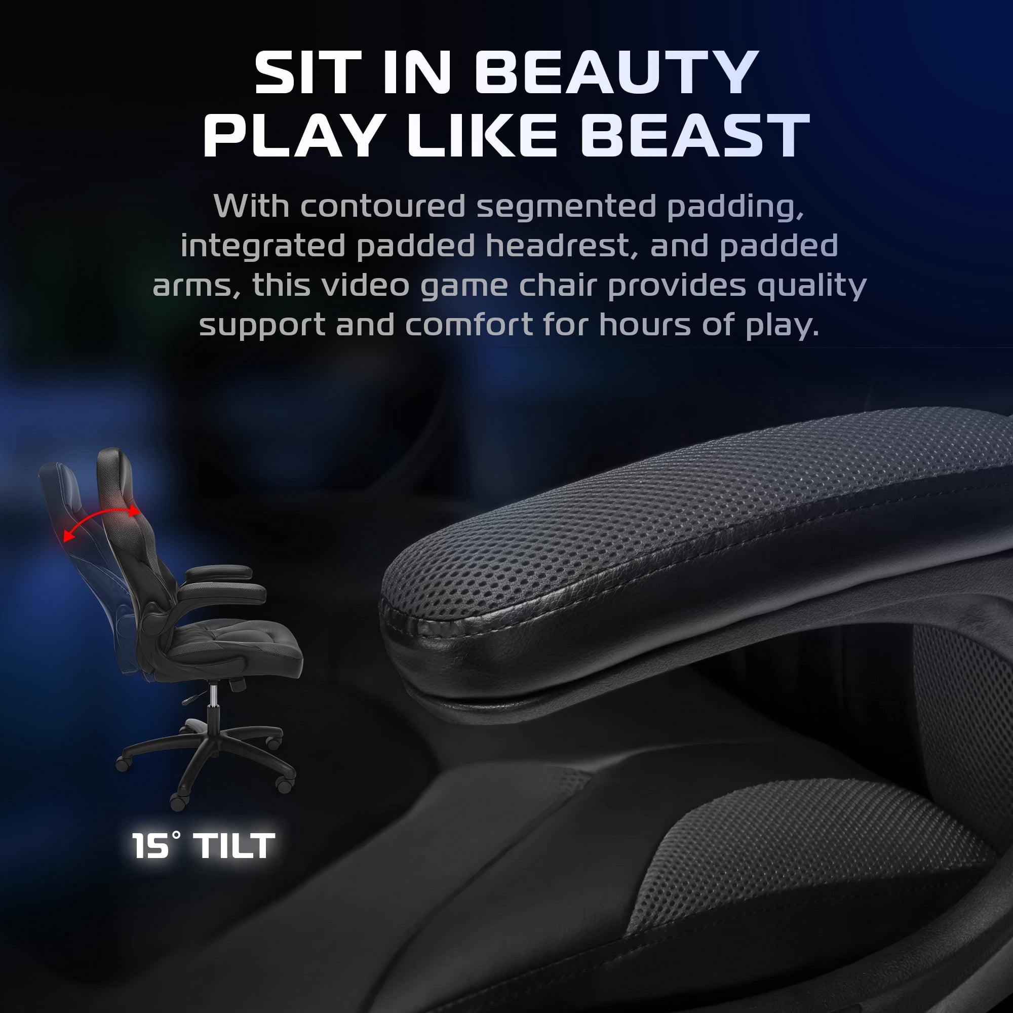 RESPAWN 3085 Ergonomic Gaming Chair for Adults, High Back Office Chair with Headrest and Flip Up Arms, Leather Racing Style Gaming Seat with Lumbar Support, Video Game Computer Desk Seat - Gray