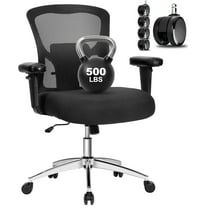 Bigroof Big and Tall Office Chair 500lbs, Heavy Duty Ergonomic Mesh Chair, Computer Executive Desk Chair with Wide Thick Seat, Adjustable Armrests, Lumbar Support