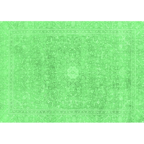 Ahgly Company Indoor Rectangle Abstract Emerald Green Modern Area Rugs, 7' x 9'