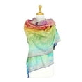 thumbnail image 2 of Pashmina Wrap Shawl Scarf Double Side Rainbow Silky Exotic Tropical Colorful, 2 of 3