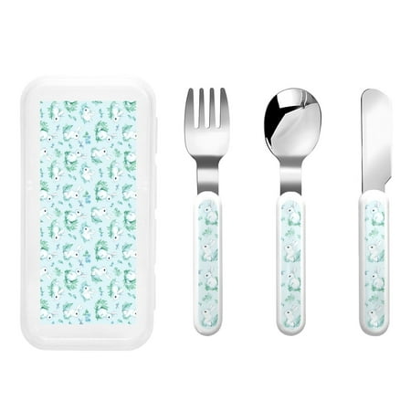 

Gaeub Rabbit And Dragonfly Print 3-Piece Children Knife Spoon Fork Set Stainless Steel Child Flatware Set Kids Utensils Set with Case for Lunch Box (Fork Spoon Knife Combo)