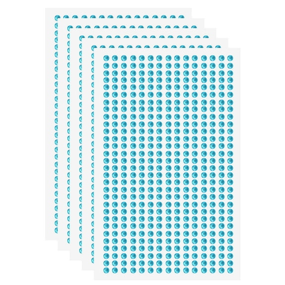 Uxcell 5 Sheet/2250pcs Rhinestone Adhesive Stickers Self Adhesive Acrylic Gem Sticker 3mm Plastic Face Bling Gem Stones Jewel for Nail Art Craft Clothes DIY Makeup Decoration, Blue