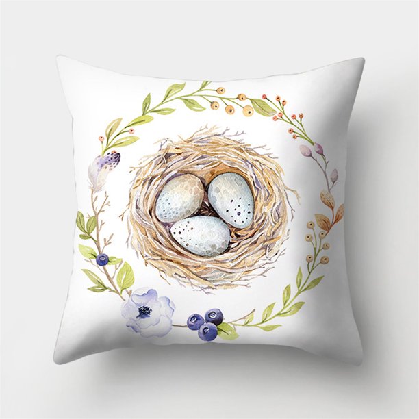 Funda de cojín para decoración del hogar de piel de melocotón con corona de acuarela de conejito de Pascua Wmkox78yii hfskjfh71