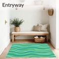 thumbnail image 3 of ODIKA 5'x7' Machine Washable Non-Slip Area Rug, Mountain Spring Abstract Rippled Stripe Design with Stylized Fern Details High Traffic Rug with Pad, Blue, 713269, 3 of 8