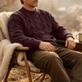 thumbnail image 4 of LYSMORA Men's Crew Neck Cable Knit Sweater Long Sleeve Pullover Top for Daily Commute Outdoor Walk Fall Winter Casual Outing, 4 of 6