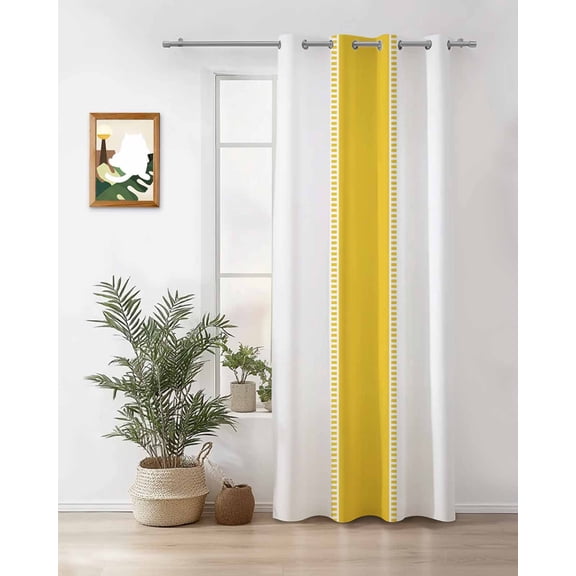 Yellow Stripes Thermal Insulated Blackout Curtains for Bedroom 24 Length Room Darkening Curtain 1 Panel Grommet Window Curtain Drape for Living Room Nursery Room