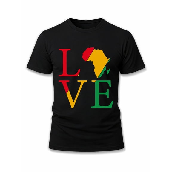 Greenink Love Africa T-Shirt men's Crew neck T-shirts black elegant casual Soft and comfortable Daily and weekend wear Trendy Unisex Shirt Graphic Tee tshirts