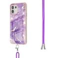 thumbnail image 3 of Allytech Moto Edge 20 Lite Case, Moto Edge 20 Fusion Case, Marble Rubber TPU Lanyard Protection Anti-scratch Shock-absorbing Cover Case for Motorola Moto Edge 20 Lite/Moto Edge 20 Fusion, Purple, 3 of 4