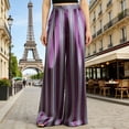 thumbnail image 2 of XUNKUSGA Pants for Women Fashion Boho Print Beach Women's Pants Casual High Waisted Flowy Wide Leg Pants Woman High Waisted Hippie Palazzo Pants S-3XL Purple, 2 of 5