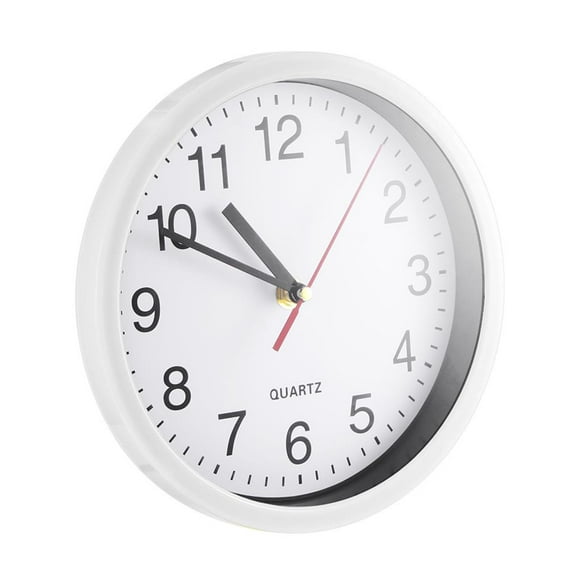 8 Inch Round Quartz Wall Clock Bedroom Silent Movement Clocks Wall-mounted Sweep Clocks Battery Powered Home Decoration Hanging Ornament Office White