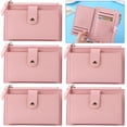 thumbnail image 4 of 5 Piezas Casual Color Sólido para Múltiples Tarjetas Pu Cuero Tarjetero para Mujer Billetera Rosa, 4 of 9