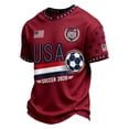 thumbnail image 3 of Soccer Cup 2026 Jersey for Men, Crew Neck Short Sleeve USA Stars Graphic Tee with Mesh Fabric - Breathable Athletic Top for Match Day & Gym Wine XXXL, 3 of 5