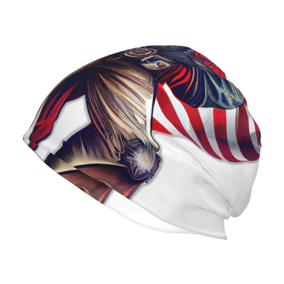 KLL Cool Patriotic Buffalo Cowboy Winter Fall Beanie Knit Hats for Men & Women - Warm & Soft Stylish Toboggan Caps for Cold Weather