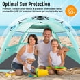 thumbnail image 3 of WhiteFang Deluxe XL Pop Up Beach Tent refugio para 3-4 personas, protección UV, piso extensible con 3 ventanas de ventilación más bolsa de transporte, estacas y líneas tensoras (verde menta), 3 of 5
