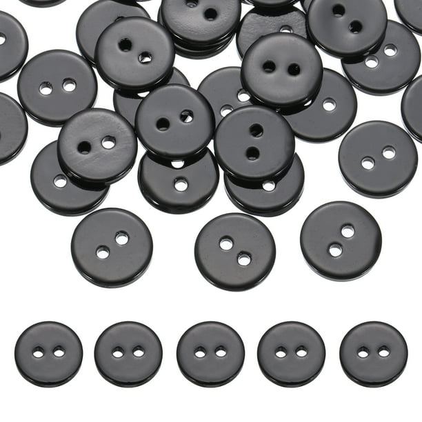 26Pcs Botones de Concha Natural, Botón de Perla de 11.5mm 2 Agujeros, Negro