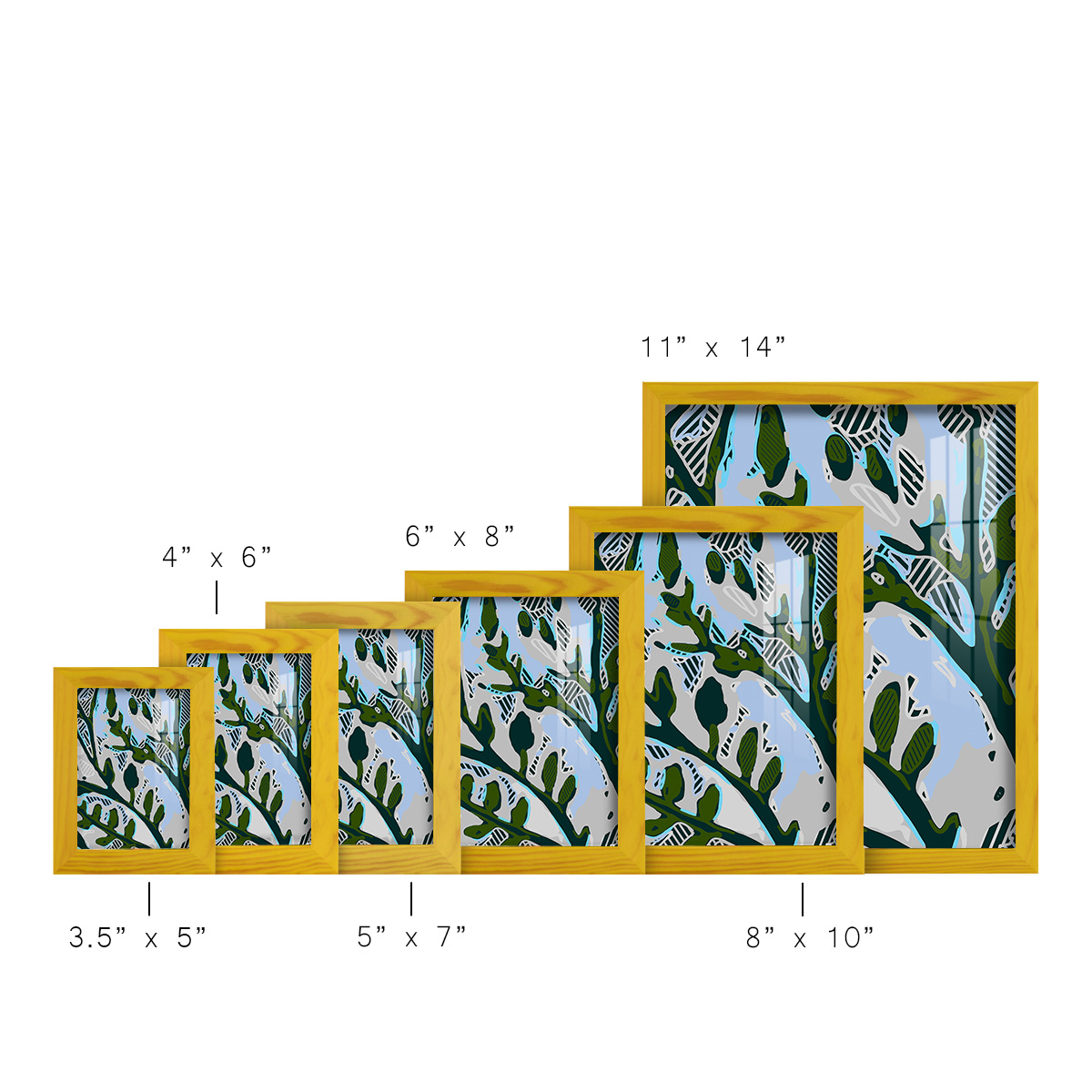 Abstract Tree Limbs II -Framed Print w/glass-Sunflower Yellow