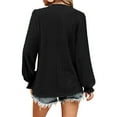 thumbnail image 3 of Cogild Women's Fall Tops V Neck Long Sleeve Ruffle Trim Lace Blouse, 3 of 3