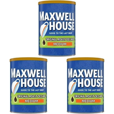 Delightful Trio: Triple Pack Maxwell House Original Blend Decaf Ground Coffee - Smooth Medium Roast in 11 Ounce Canisters.