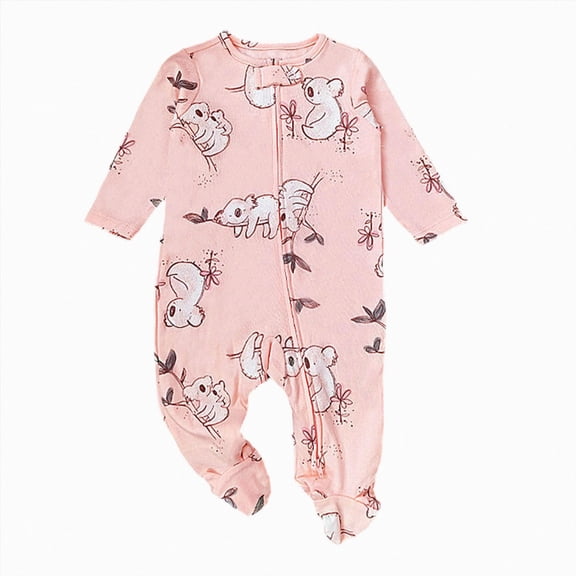 enyan Baby Outfits Boy Girl Footies for Babies Long Sleeve Zipper One-Piece Footie Sleeper Pjs for Newborn Boys Girls(Pink,9-12 Months)