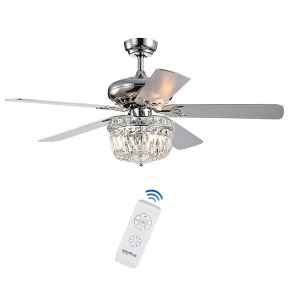Galileo 52-Inch 5-Blade Chrome Lighted Ceiling Fans with Crystal Bowl Shade (Remote Controlled)