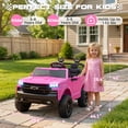 thumbnail image 4 of iYofe 24V 2 Seater Ride On Truck Toy, Licensed Chevrolet Silverado, Ride On Car w/ Remote, 4 Wheel Suspension, Bluetooth, Pink, 4 of 9