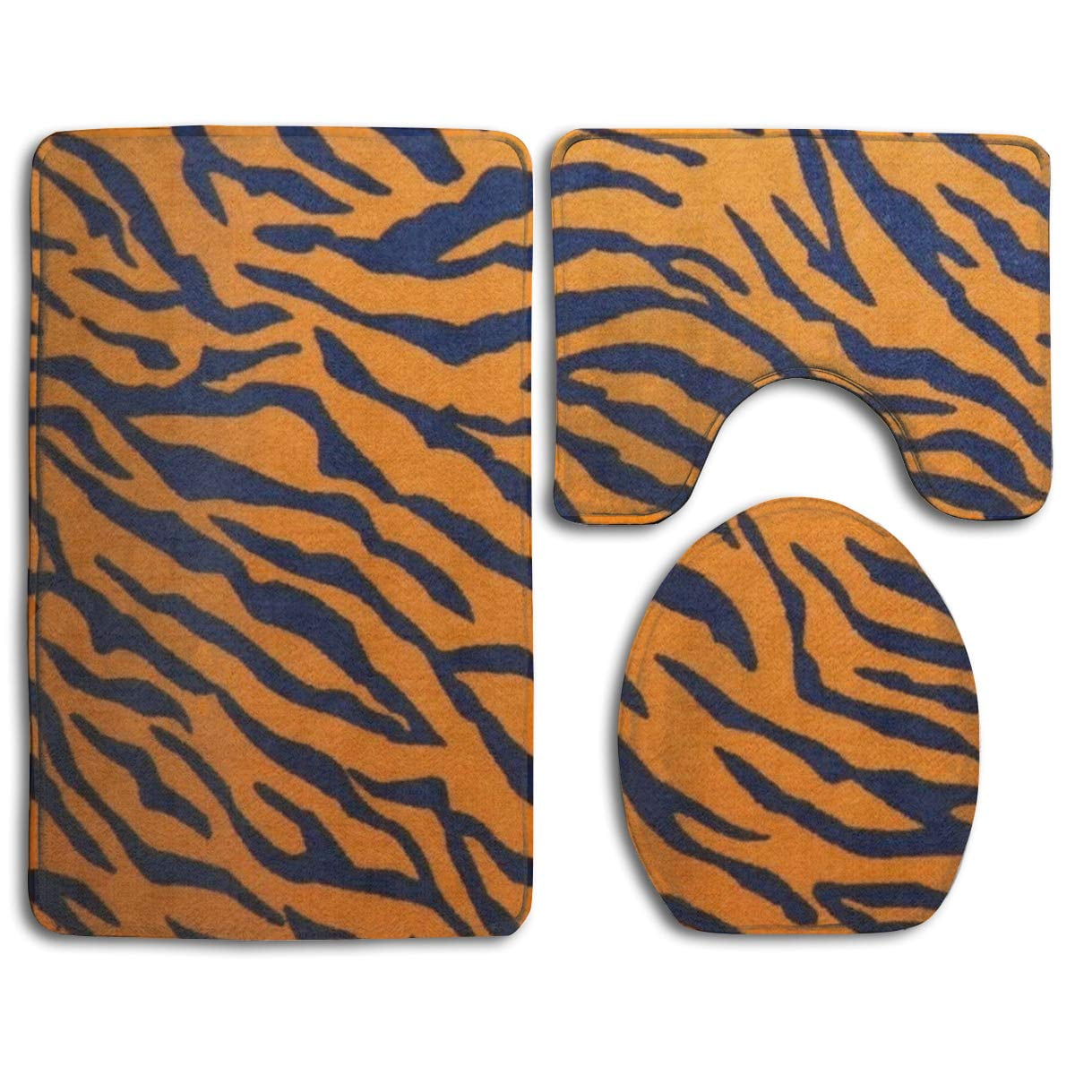 GOHAO Tiger Cool 3 Piece Bathroom Rugs Set Bath Rug Contour Mat and