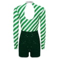 thumbnail image 4 of Aislor Womens Christmas Candy Cane Costume Stripes Sequins Mrs Santa Claus Jumpsuits Green S, 4 of 7