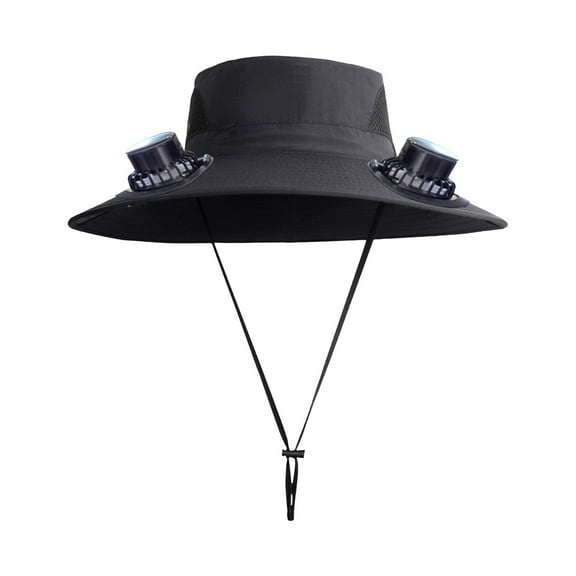 Black Outdoor Solar Charging Sun Hat Removable Fan Blades Usb Backup 15Cm Bongrace Multipurpose Summer Headwear #456R4