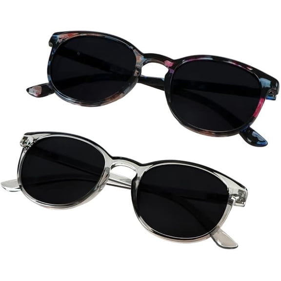 VisionGlobal Women's Oval Frame Reading Sunglasses, Pink-Clear Gray, 2- Count
