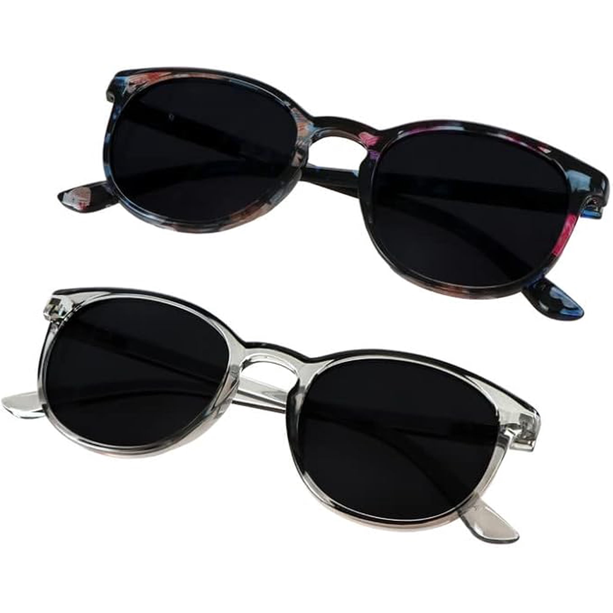 VisionGlobal Women's Oval Frame Reading Sunglasses, Pink-Clear Gray, 2- Count