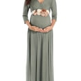thumbnail image 1 of QJUHUNG [Arrivée Rapide] Superbe Robe Maxi de Maternité à Fleurs - Robes pour Femmes Enceintes avec Encolure en V Froncée, Ceinture Enveloppante et Design Prêt pour Séance Photo - Parfait pour Baby Shower et Prénat, 1 of 7