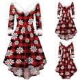 thumbnail image 4 of Robe Vintage de Noël pour Femmes, Col Cocktail, Cosplay, Carreaux Rouges, Queue de Poisson, Col en V, 4 of 4