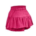 thumbnail image 6 of HAiming Women's Summer Casual Shorts Elastic Waist Drawstring Pleated Layer Ruffled Hem Flowy A-Lined Short Skirt, 6 of 8