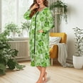 thumbnail image 5 of Yuyamidu St. Patrick's Day Robes for Women Sexy Plus Size M Music Note Mid-Calf Length Bathrobe Casual Crewneck House Kimono Robe Green Leaf Long Sleeve Nightgown with Pockets, 5 of 7