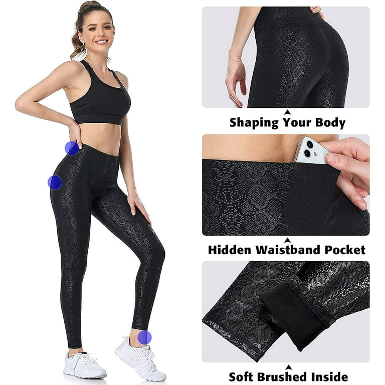 Thermal Fleece Lined Leggings Women - Winter Warm High Waisted Hiking Pants  Workout Running Tights 