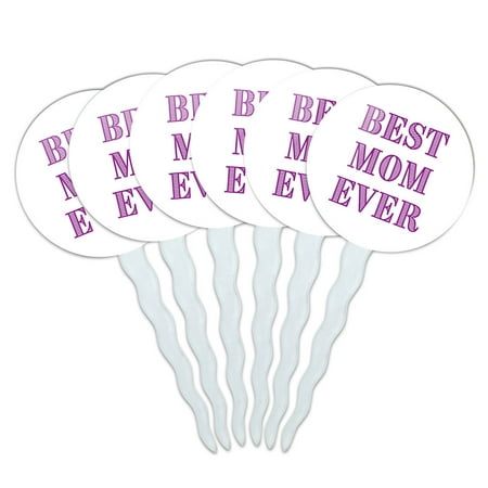 Best Mom Ever Purple Cupcake Picks Toppers - Set of