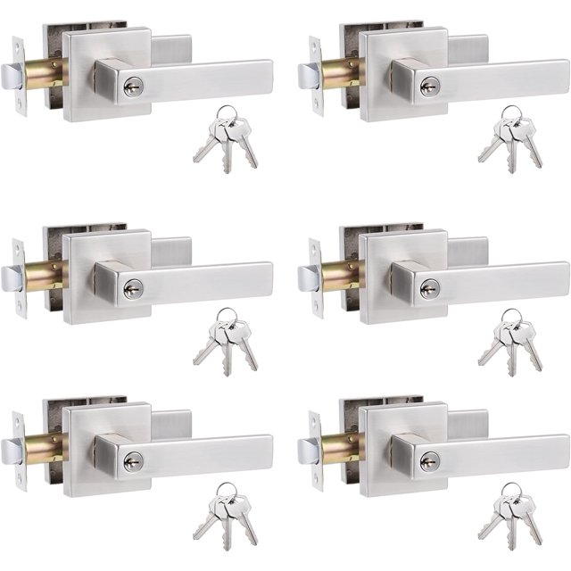 Straight Style Door Lever KeyedAlike Entry Function Door Handle Exterior Interior Entry Lock with Keys Matte Door Handleset