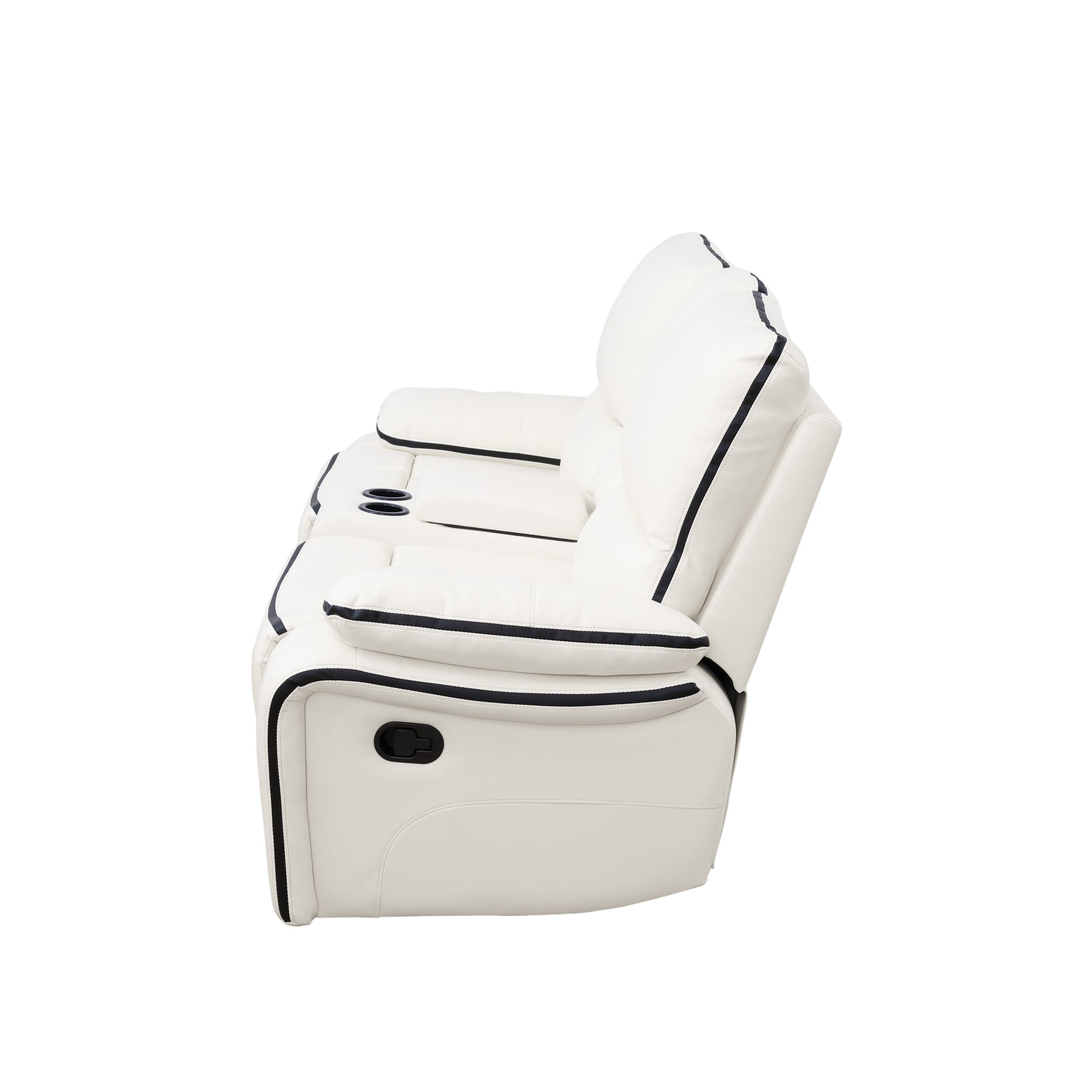 Aukfa Double Recliner Loveseat Sofa, Overstuffed Loveseat with Cupholder for Living Room, White