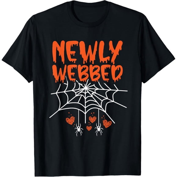 Newly Webbed Halloween Newlywed Bride And Groom Wedding T-Shirt, Suitable for Mens & Womens Outdoor T-Shirt, 100%cotton, S-XXXL