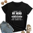 thumbnail image 4 of Nueva camiseta divertida con letras MY MIND Just WANDERED OFF para mujer, camiseta de manga corta, informal, estilo hip hop, cuello en V, camiseta de moda para chica con letras, 4 of 4