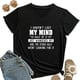 thumbnail image 4 of Nueva camiseta divertida con letras MY MIND Just WANDERED OFF para mujer, camiseta de manga corta, informal, estilo hip hop, cuello en V, camiseta de moda para chica con letras, 4 of 4