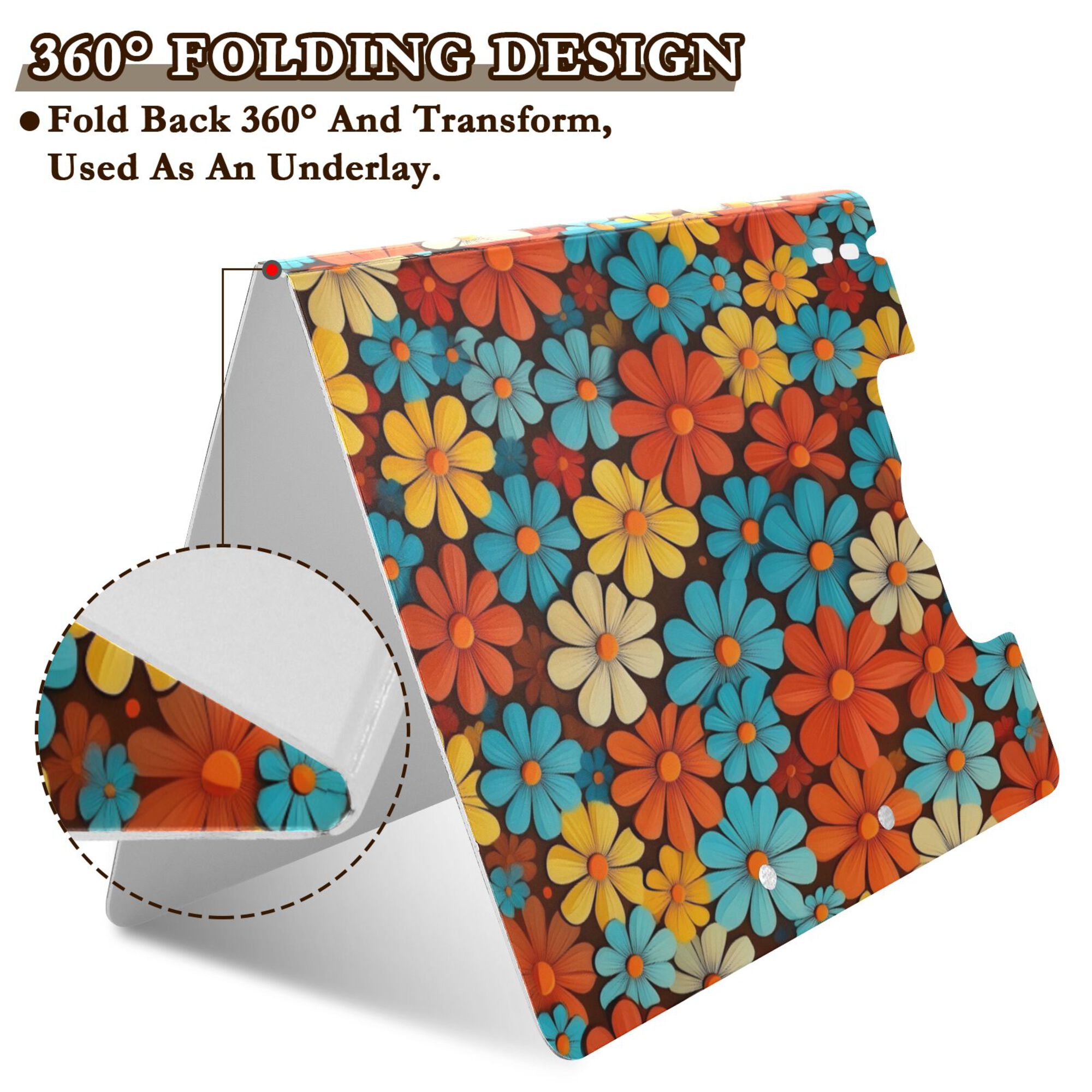 FORMRS A4 Clipboard Folder with Pen Holder Horizontal Foldable School Office Binder, Blooming Flowers