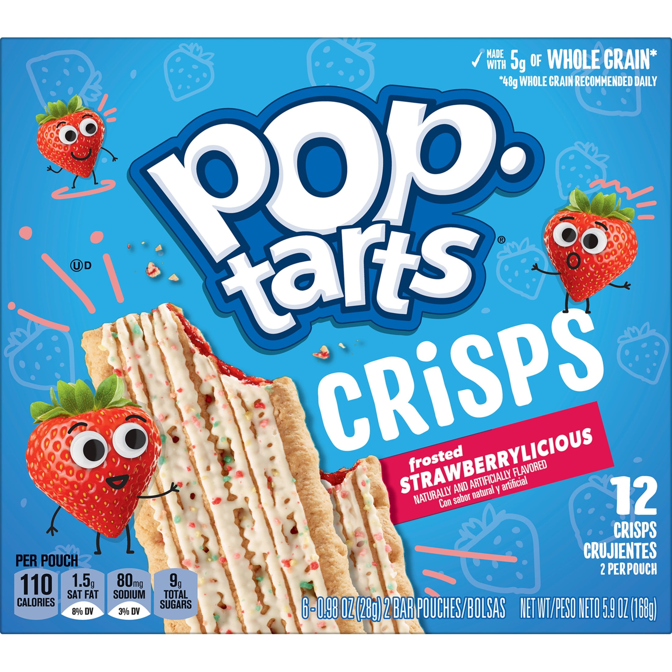 Pop-Tarts Frosted Strawberrylicious Baked Crisps, Made with Whole Grain, Shelf-Stable, 5.9 oz (12 Count)