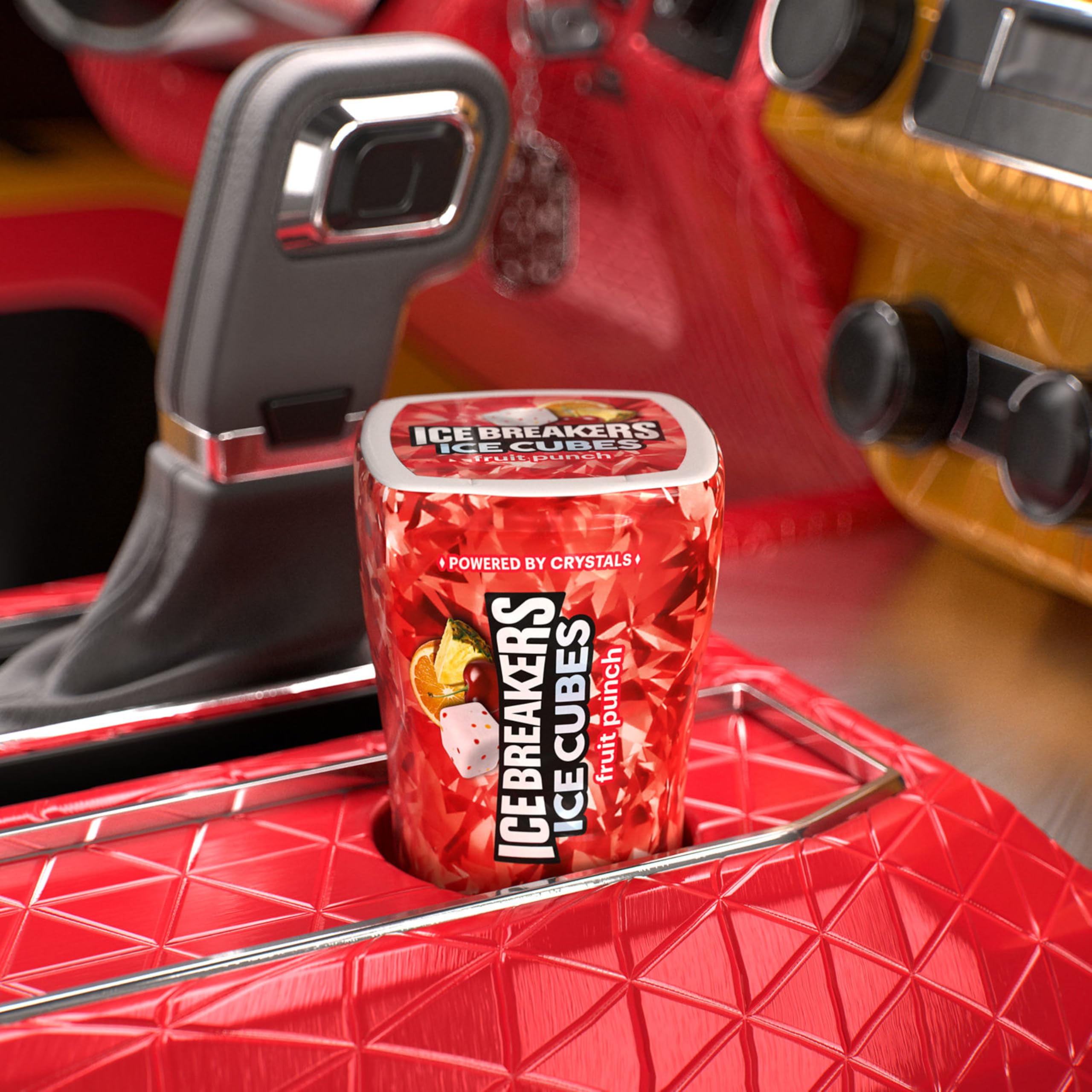 ICE BREAKERS Ice Cubes Fruit Punch Sugar Free Chewing Gum Bottles, 3.24 oz (6 Count, 40 Pieces)
