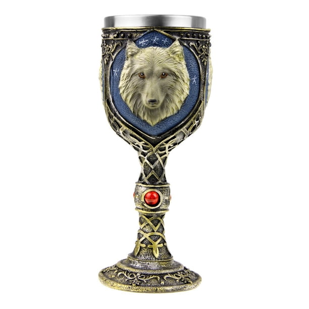Wolf Head Cuplet Taza de bebida Red Crystal Resin Resina Estado pesado Novela Esqueleto Chalice Perfecto Tótem Tótem Wolf Decor Bebidas especiales AweSitey HA011486-00B