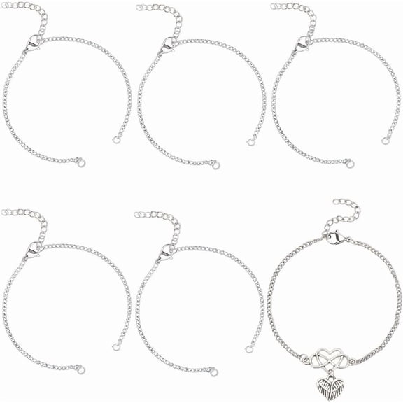 1 Box 18Pcs Oval Chain Bracelet Stainless Steel Bracelet Links Silver Metal Adjustable Extender Bangle Link Chains with Lobster Claw Clasps Jump Rings for Jewelry Making DIY Craft Supplies